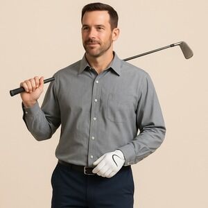 Polo Golf Ralph Lauren Lowell Sport Shirt Men's XXL Gray 100% Cotton Button Down